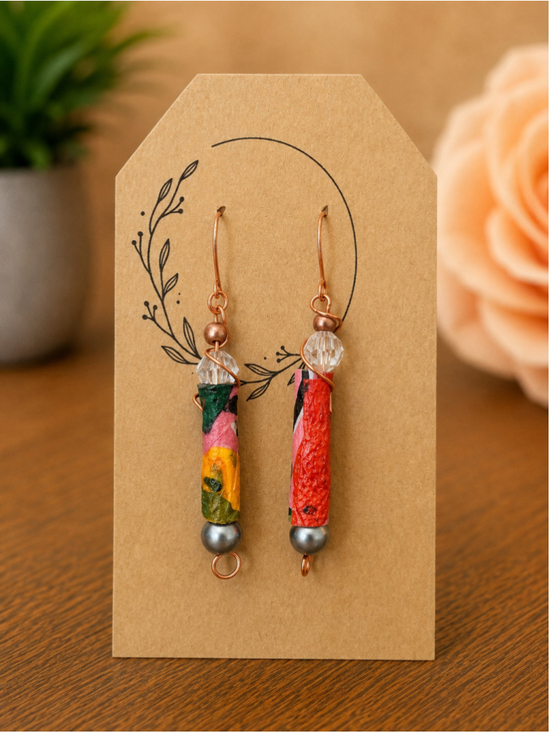 Unbranded Jewelry - Women's Unbranded Handmade Paper Bead Earrings One Size Multi-color
